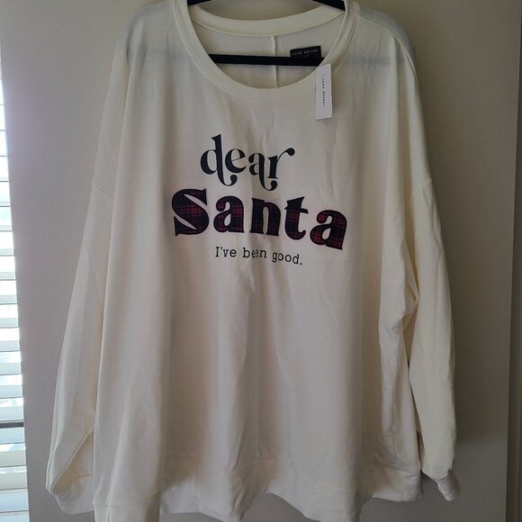 Relaxed Blouson-Sleeve Dear Santa Graphic Sweatshirt-NWT-Plus Size - Picture 1 of 5